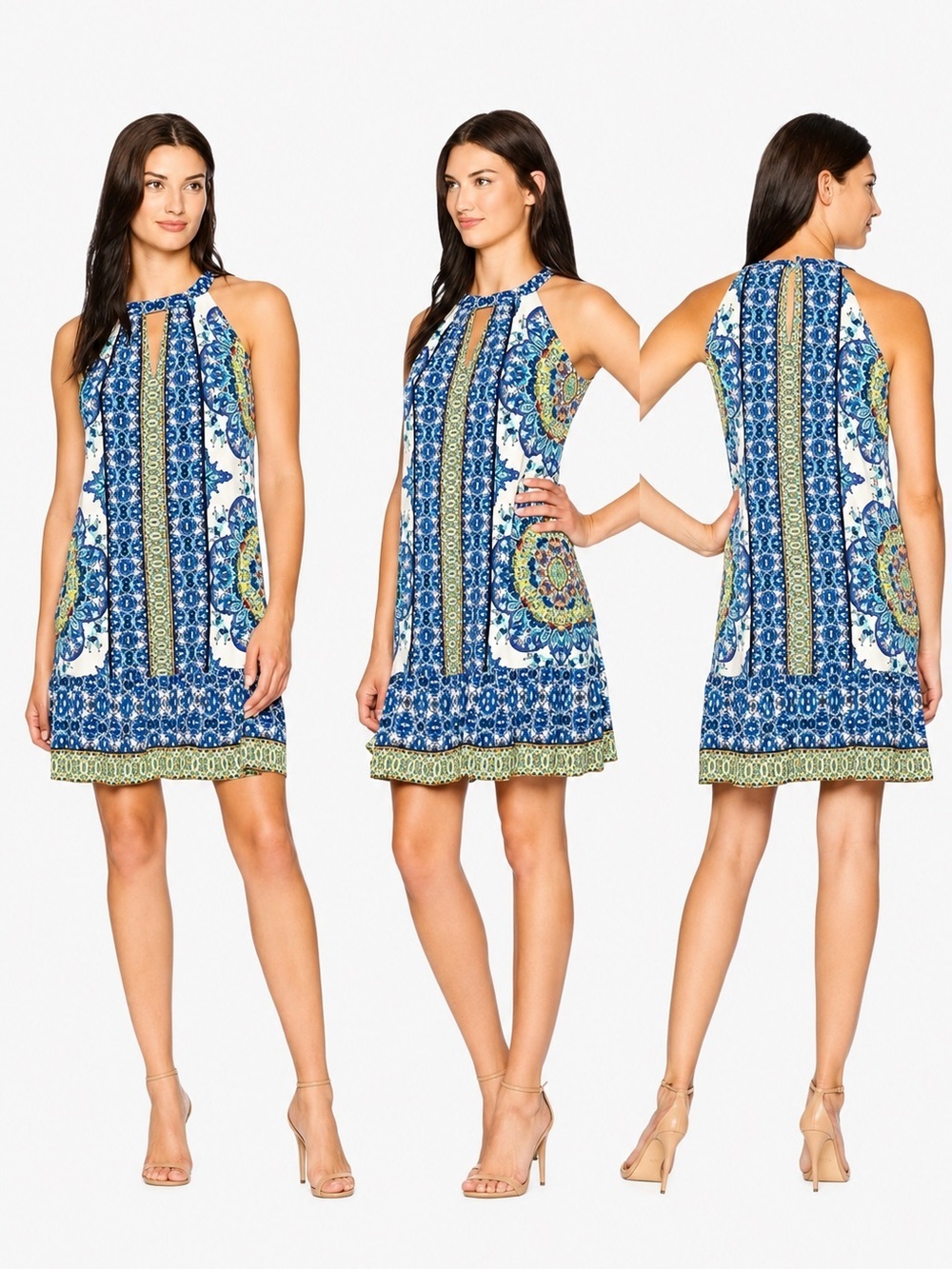 London Times Women's Sleeveless Keyhole Halter Aline Dress size 6